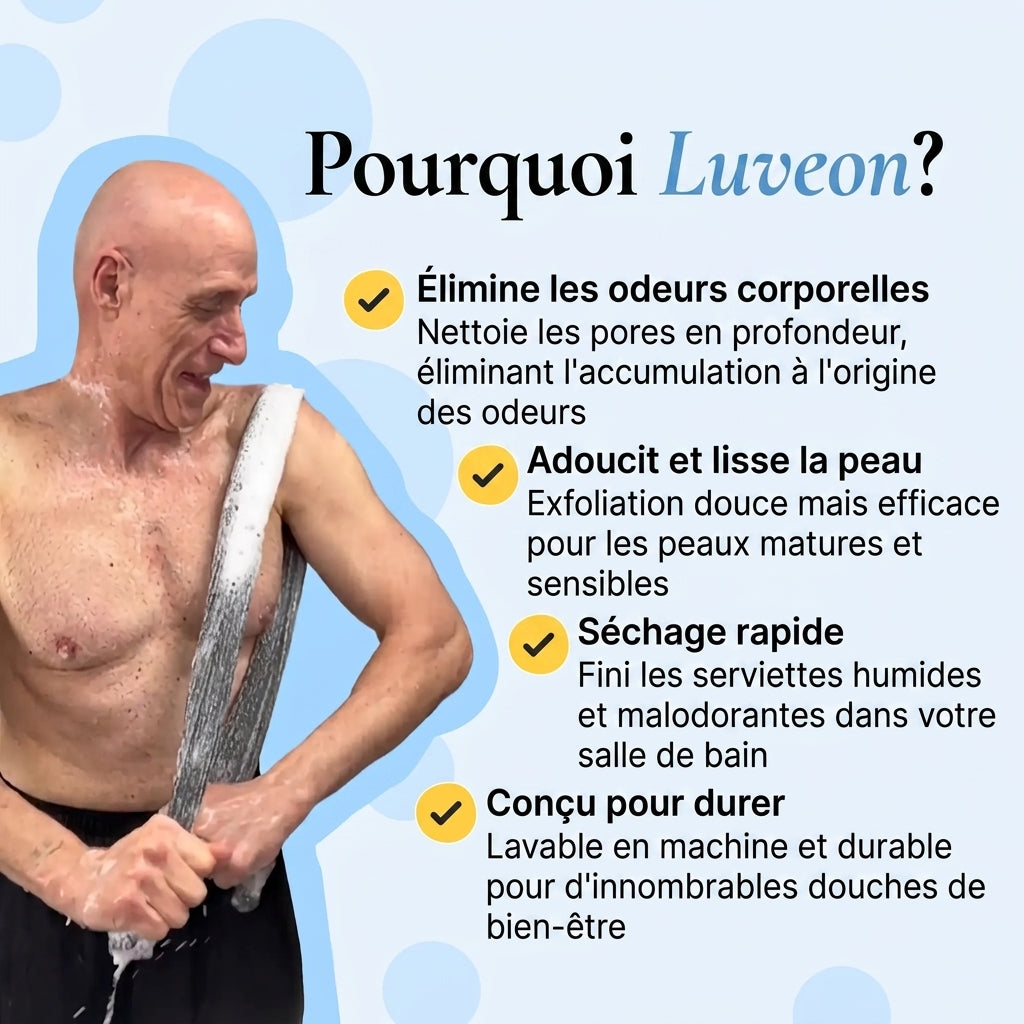 Serviette de douche exfoliante et antibactérienne
