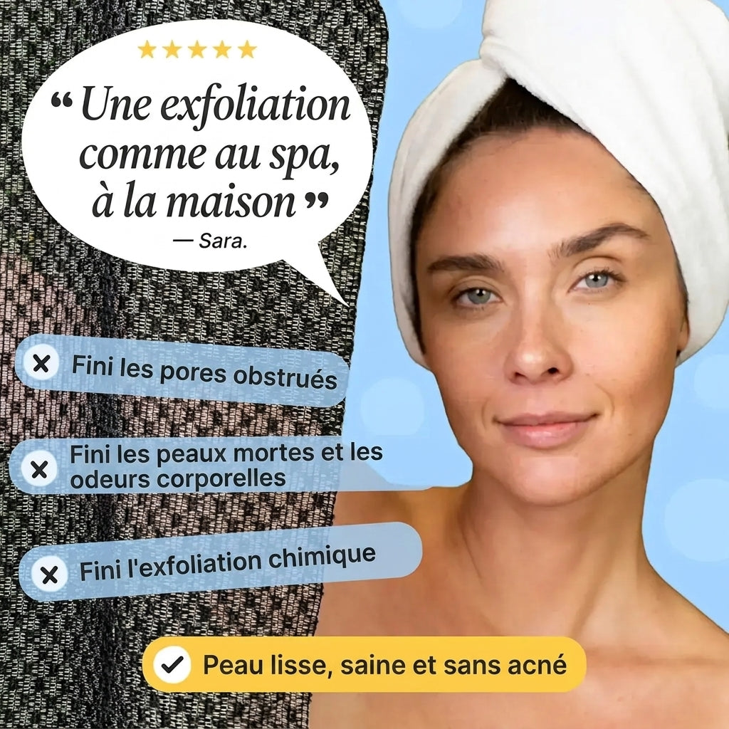 Serviette de douche exfoliante et antibactérienne