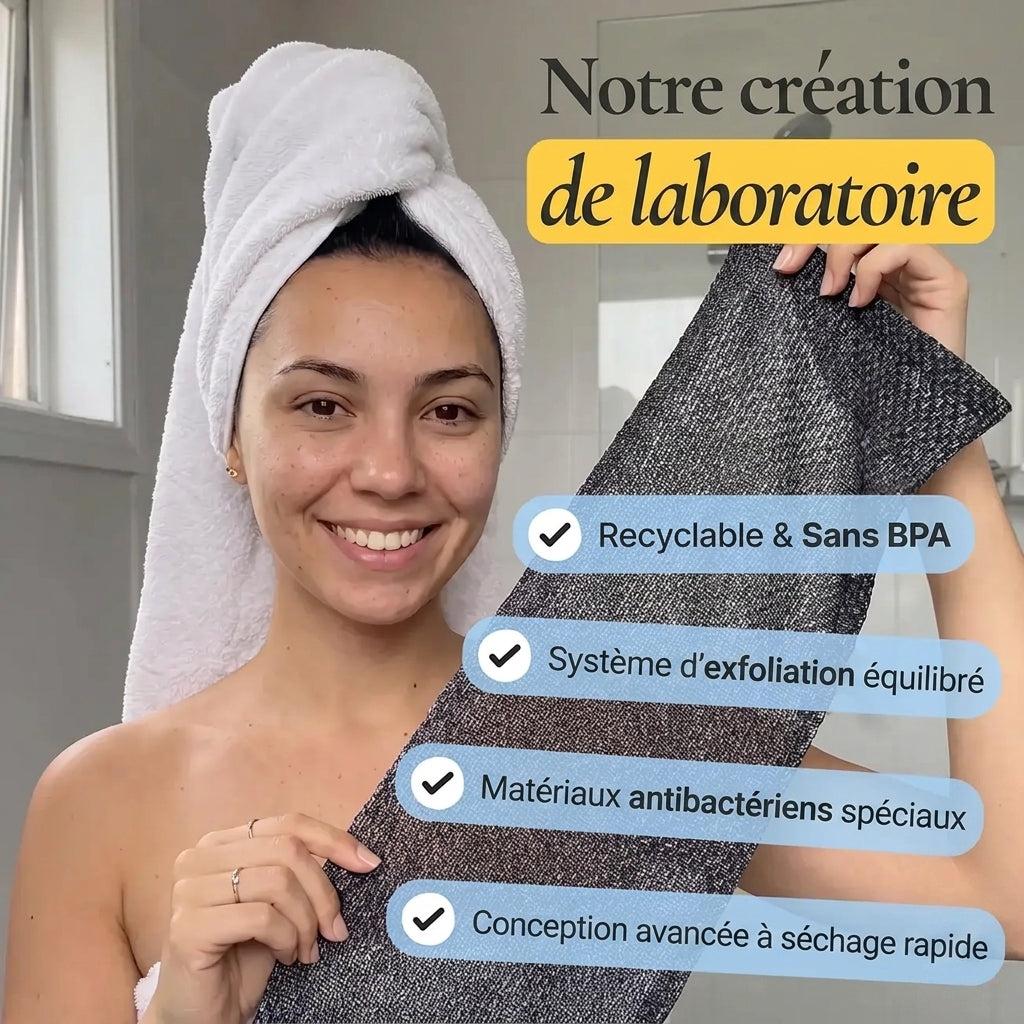 Serviette de douche exfoliante et antibactérienne